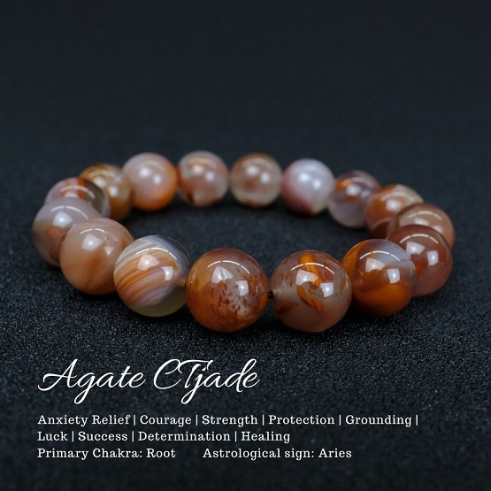 2003216 Trang Sức Phong Thủy Hộ Mệnh Bình An CTjade - Vòng Tay Đá Mã Não Thiên Nhiên